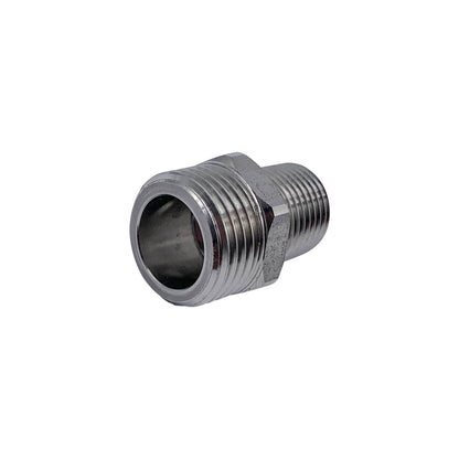 SS Hose-to-Pipe Rigid Fitting, 3/4" GHT Male x 1/2 NPT Male