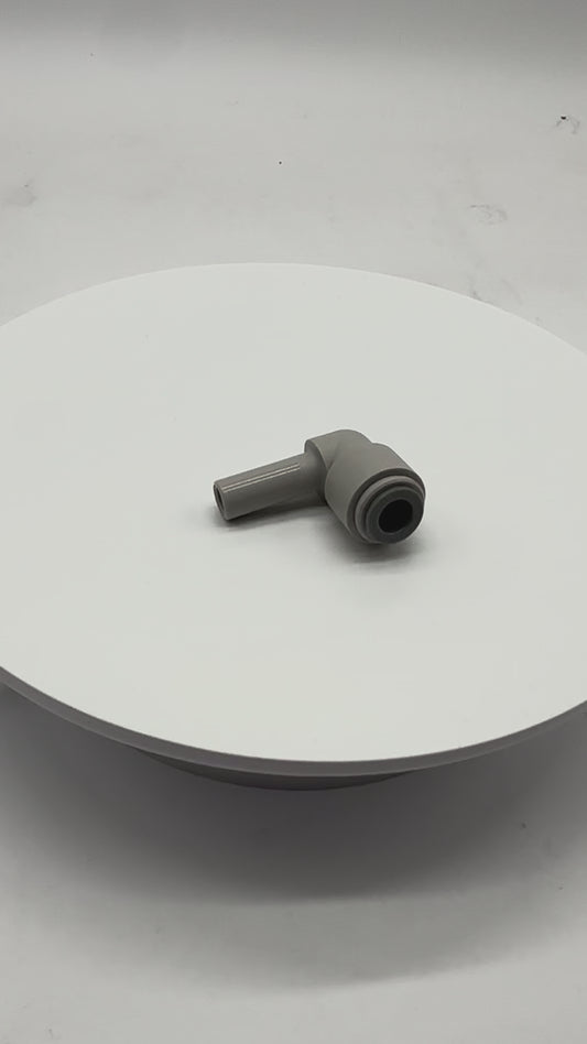 Gray Acetal Plug In Elbow 3/8 Stem - 5/16 Tube
